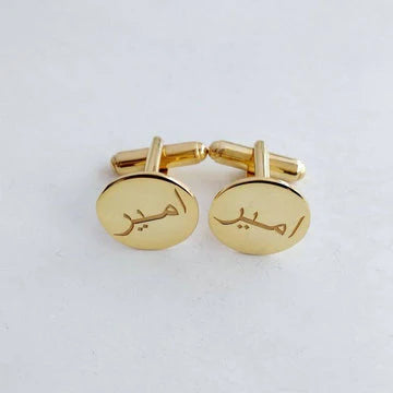 Custom Round Arabic Name Cufflinks