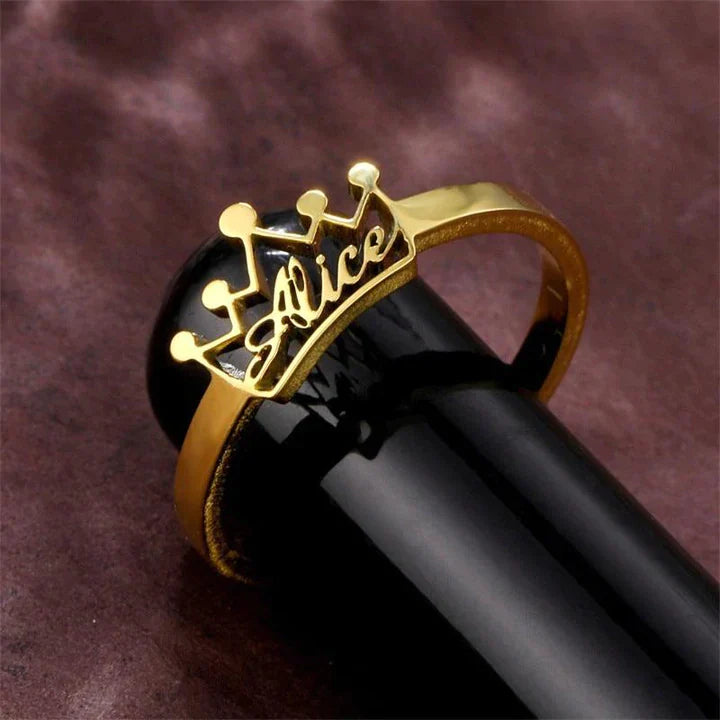 Adjustable Crown Name Ring